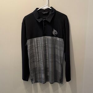 Black and Gray Louisville Cardinals Men's Polo Long sleeved polo Shirt